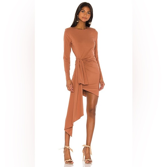 Atoir Enemy lines mini dress long sleeve cocoa terracota draped bodycon stretchy - Picture 1 of 10